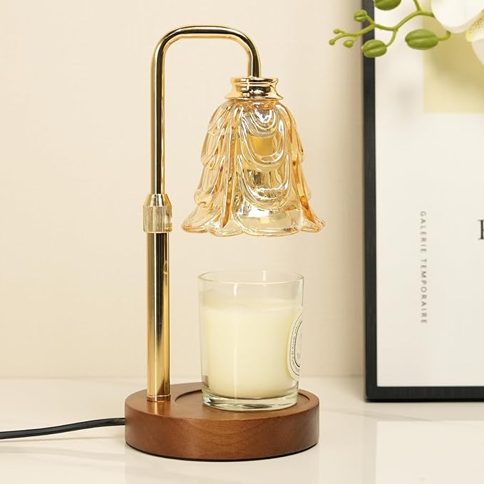 Gold candle warmer lamp with timer decorative lighting