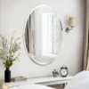 HD glass frameless oval wall mirror with crystal clear reflection