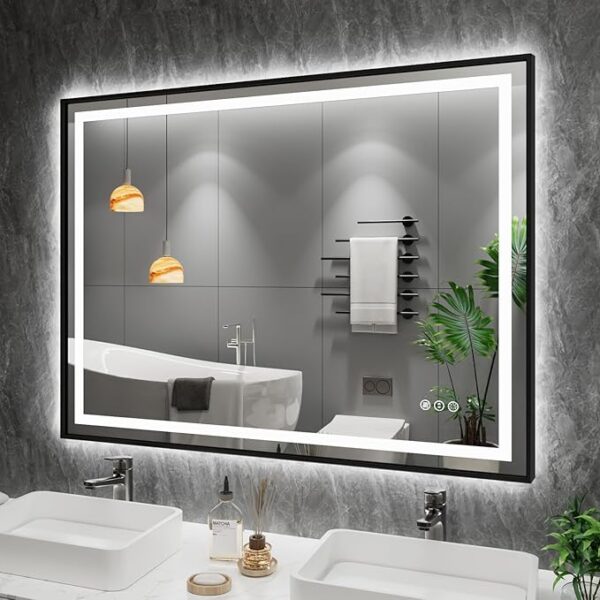 Modern front and backlit LED vanity mirror for USA bathroom interiors