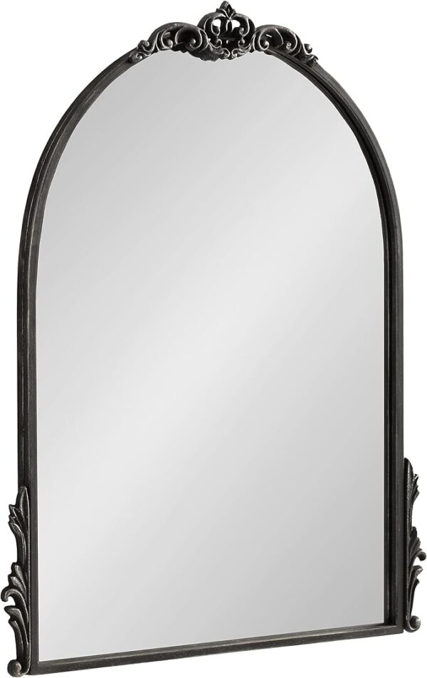 modern black bathroom mirror with arched design