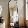 Standing arched full body mirror with sleek aluminum frame