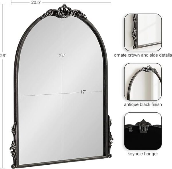 large black arched wall mirror for dressing room