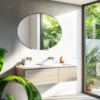 Modern frameless oval bathroom wall mirror with silver finish
