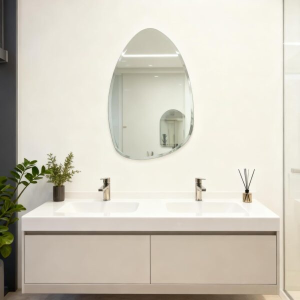 Contemporary teardrop wall mirror for modern bathroom décor