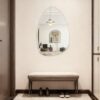 Frameless asymmetrical bathroom mirror with beveled glass edge wall mounted