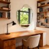 Modern irregular bathroom mirror frameless asymmetrical design with beveled glass edge
