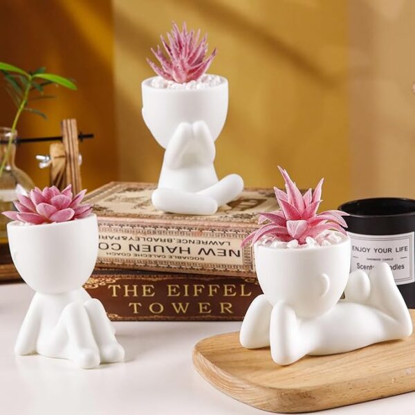3pcs pink faux succulents in decorative pots