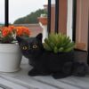 Black cat mini planter and pencil holder for office