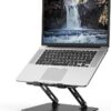 Black ergonomic adjustable laptop stand for desk with aluminum foldable design