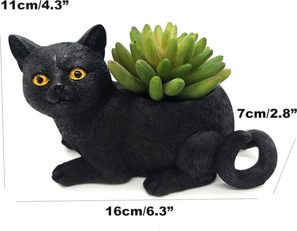 Cute black cat desk accessory resin pen holder