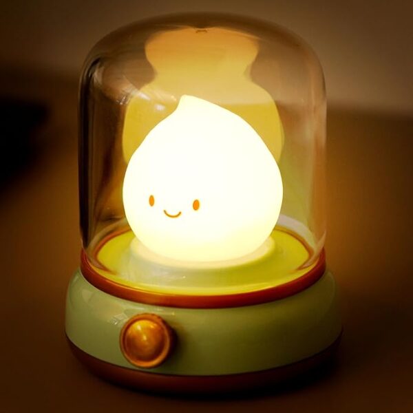 Green flameless LED candle lamp vintage night light decor