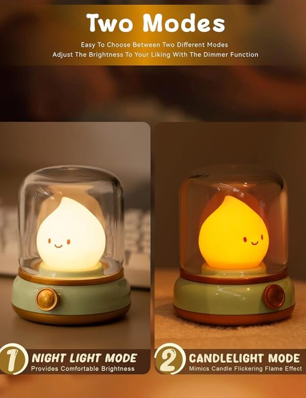 Green kerosene style LED candle lamp cozy room lighting