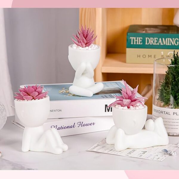 Mini artificial succulent plants pink desk decor