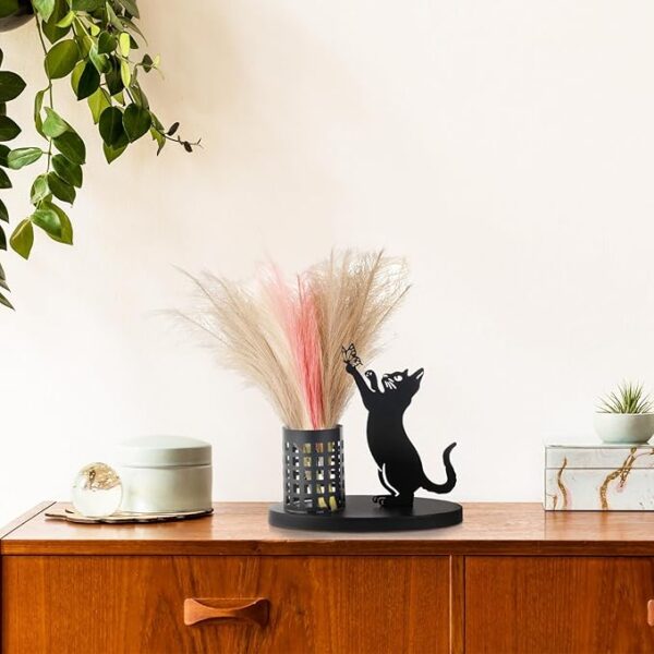 Novelty black cat pen holder for office desk decor