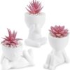 Pink human shaped pot artificial succulent plants set
