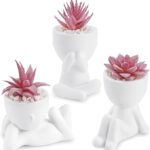 Pink human shaped pot artificial succulent plants set