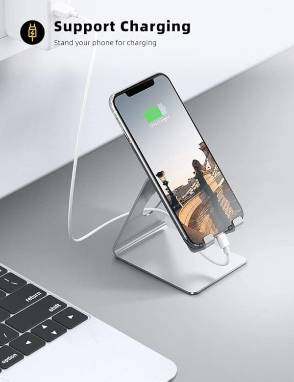 Silver desk smartphone stand with stable design