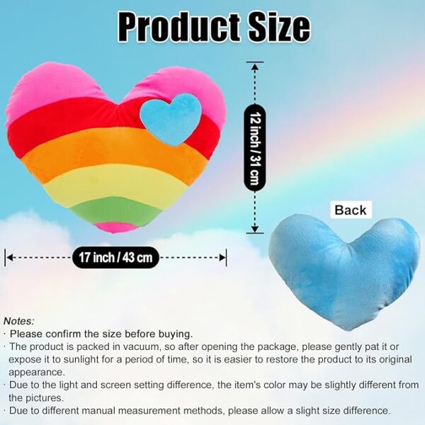 Colorful rainbow heart stuffed pillow room decor
