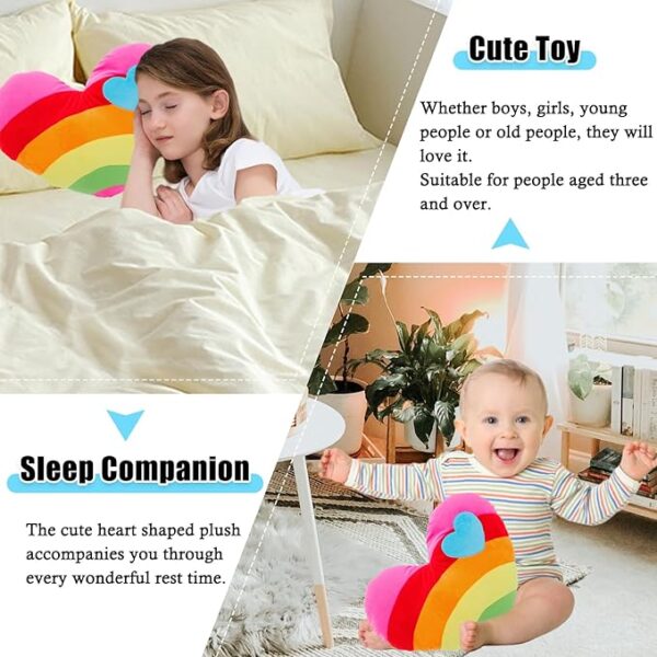 Decorative rainbow heart pillow for sofa and bed