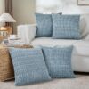 Decorative Throw Pillow Covers 18x18 Light Blue Corduroy Cushion Cover for Sofa