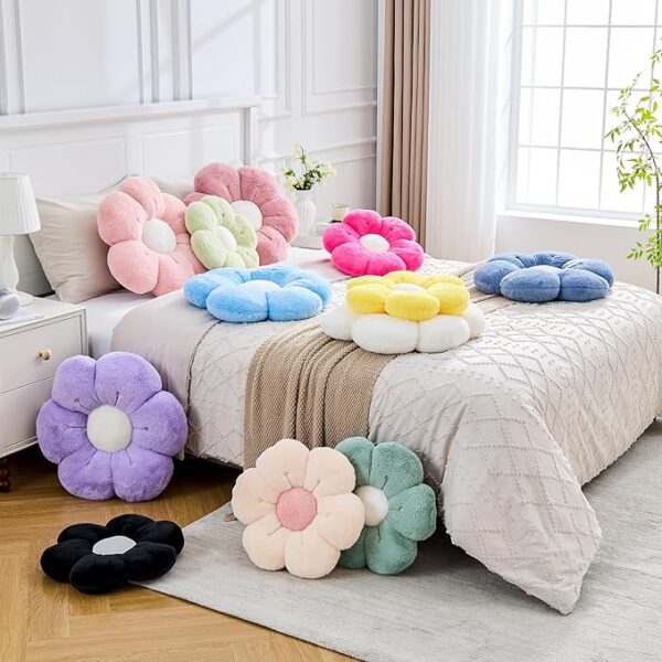 Soft dusty pink flower cushion for sofa decor
