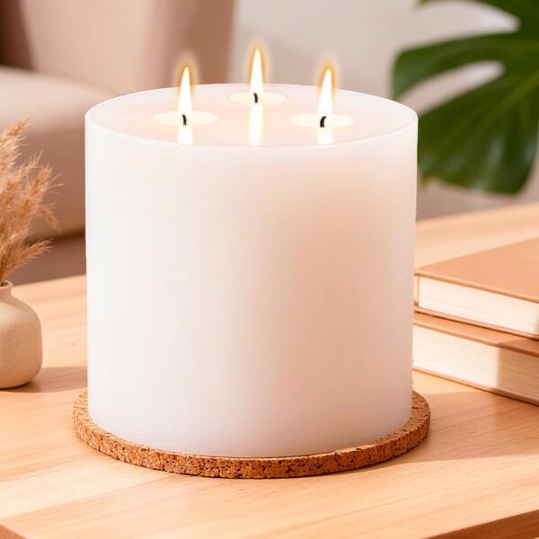 extra large 3 wick white pillar candle