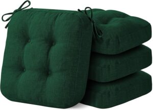 Green dining chair cushions with ties for dining chairs