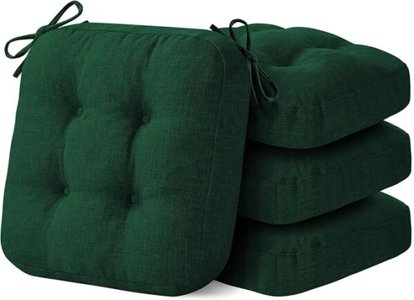 Green dining chair cushions with ties for dining chairs