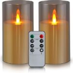 Grey flameless pillar candles with remote control