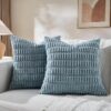 Light Blue Corduroy Decorative Pillow Covers 18x18 for Living Room Couch