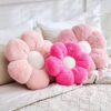 Pink plush flower pillow aesthetic bedroom decor