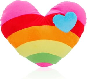 Rainbow heart plush pillow cute heart shaped cushion