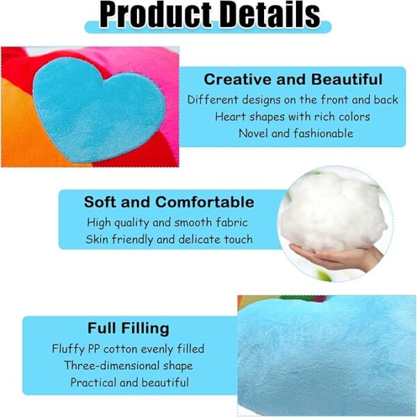 Soft rainbow heart cushion plush toy pillow