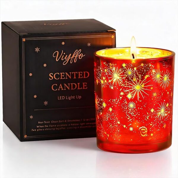 red decorative vanilla candle LED glow