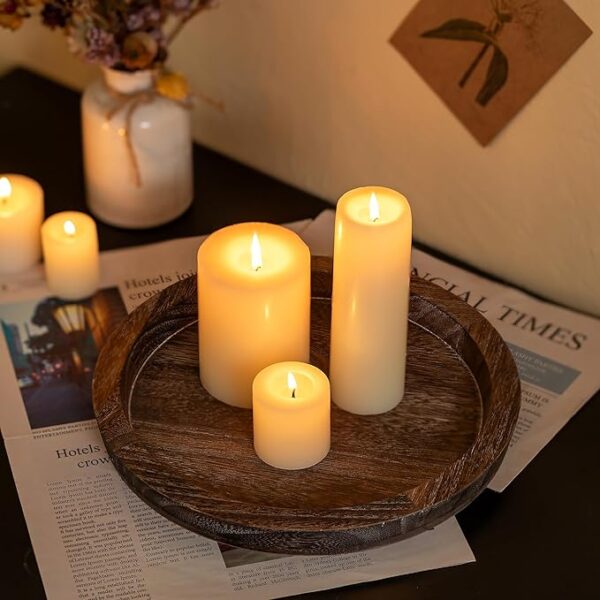 Rustic wooden candle plate holder farmhouse decor