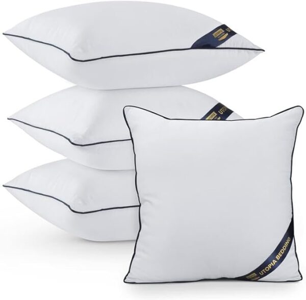 White 18x18 Throw Pillow Inserts Pack of 4 for Sofa and Couch