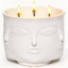 white 3 wick decorative scented candle jar