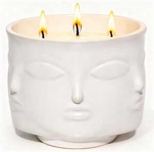 white 3 wick decorative scented candle jar