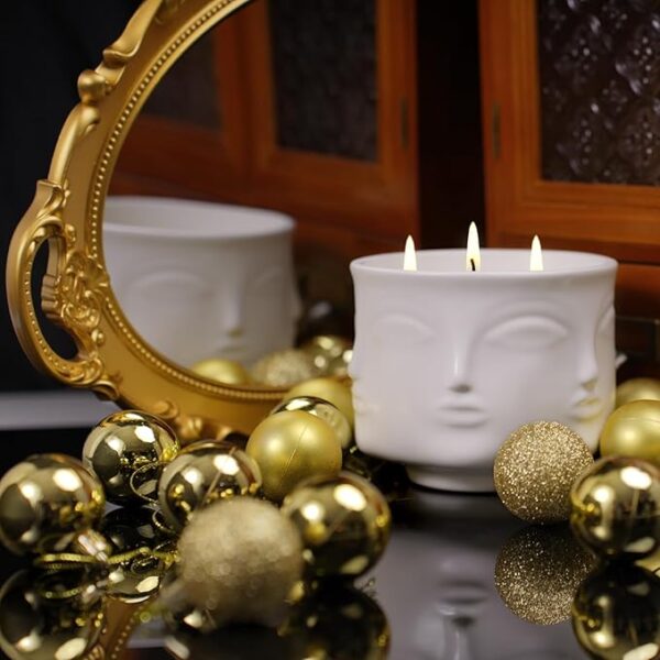 white decorative scented candle centerpiece