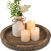 Round wooden candle tray decorative table centerpiece