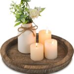 Round wooden candle tray decorative table centerpiece