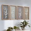 3d wooden floral wall decor set of 4 boho botanical