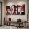 modern geometric wall art living room decor red black