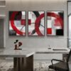 bold red black framed canvas artwork office decor
