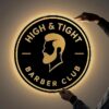 salon reception neon logo branding display light