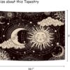 Aesthetic black tapestry for bedroom featuring sun moon and cosmic design