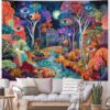 Evil eye tapestry with trippy nature forest design aesthetic room decor