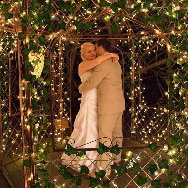 Aesthetic artificial ivy vine garland creating Pinterest-style room decor setup