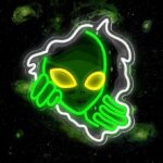 alien neon sign LED green light for gaming room wall decor