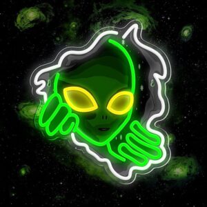 alien neon sign LED green light for gaming room wall decor